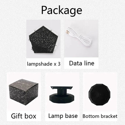 List of items included in a package with labels on a white background