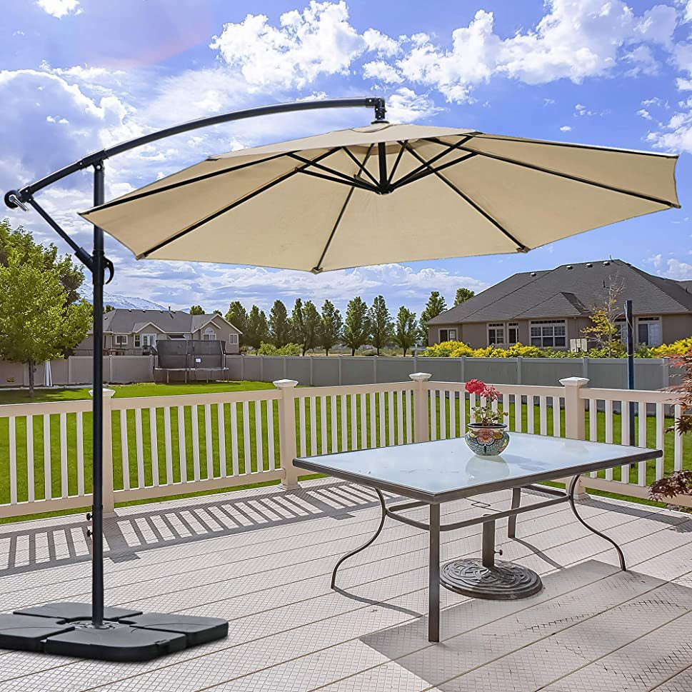 "3M outdoor side patio umbrella for garden and backyard, perfect for shade and leisure spaces"