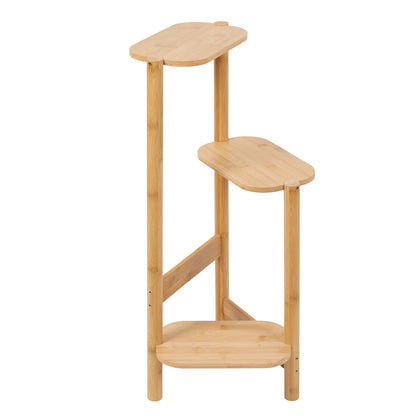 "3-tier bamboo plant stand for indoor and corner display, perfect for balcony, living room, or bedroom décor"