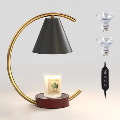 Decorative lamp with candle and bulb holder on a light gray background