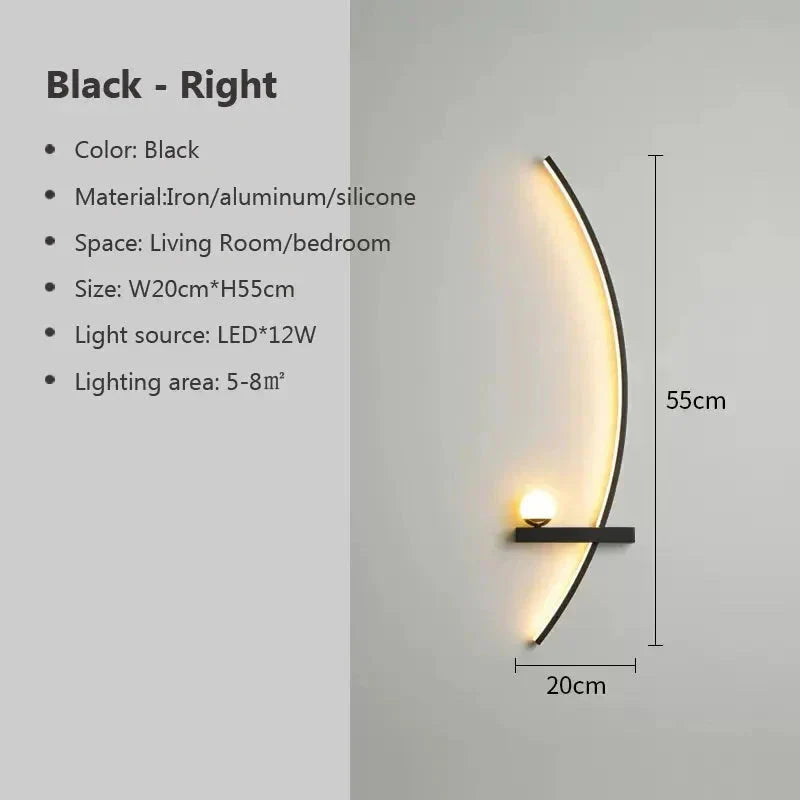 Wall-mounted light fixture with dimensions and specifications on a gray background