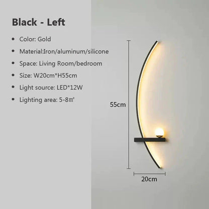 Wall-mounted light fixture with dimensions and specifications on a gray background
