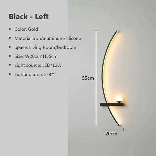 Wall-mounted light fixture with dimensions and specifications on a gray background